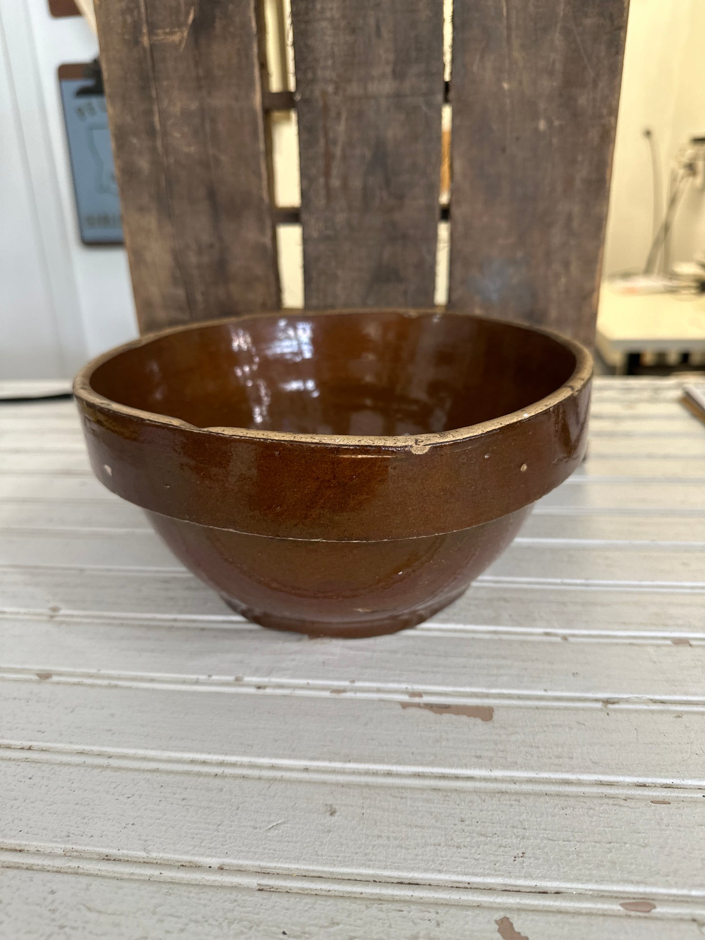 Primitive Brown Crock bowl- local pickup only