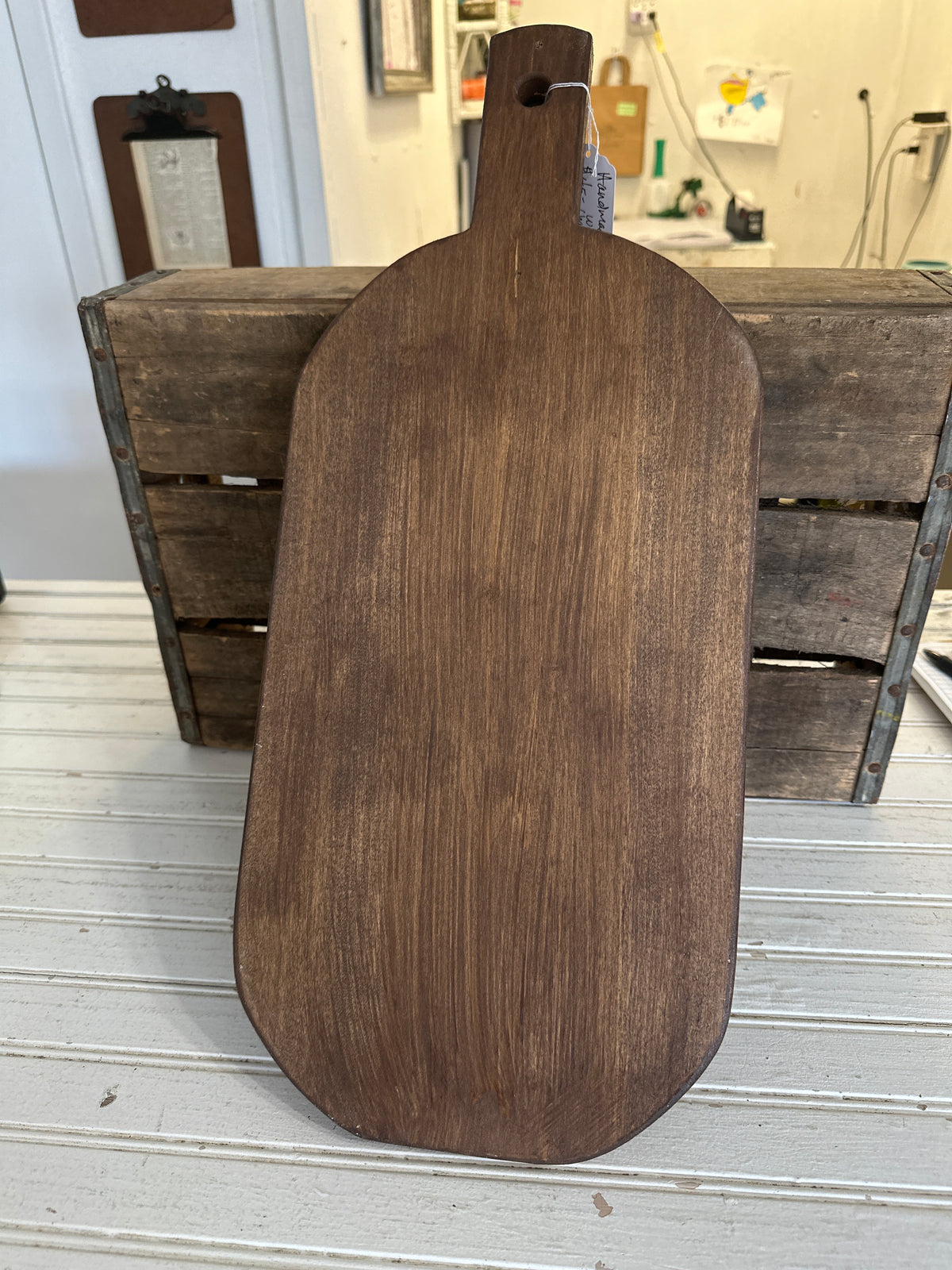 Handmade Wooden Board with vintage door plate handle - local pickup only