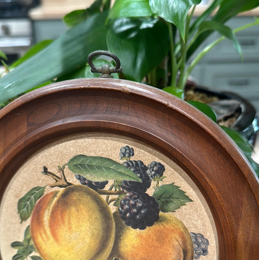 Round wall art with peaches