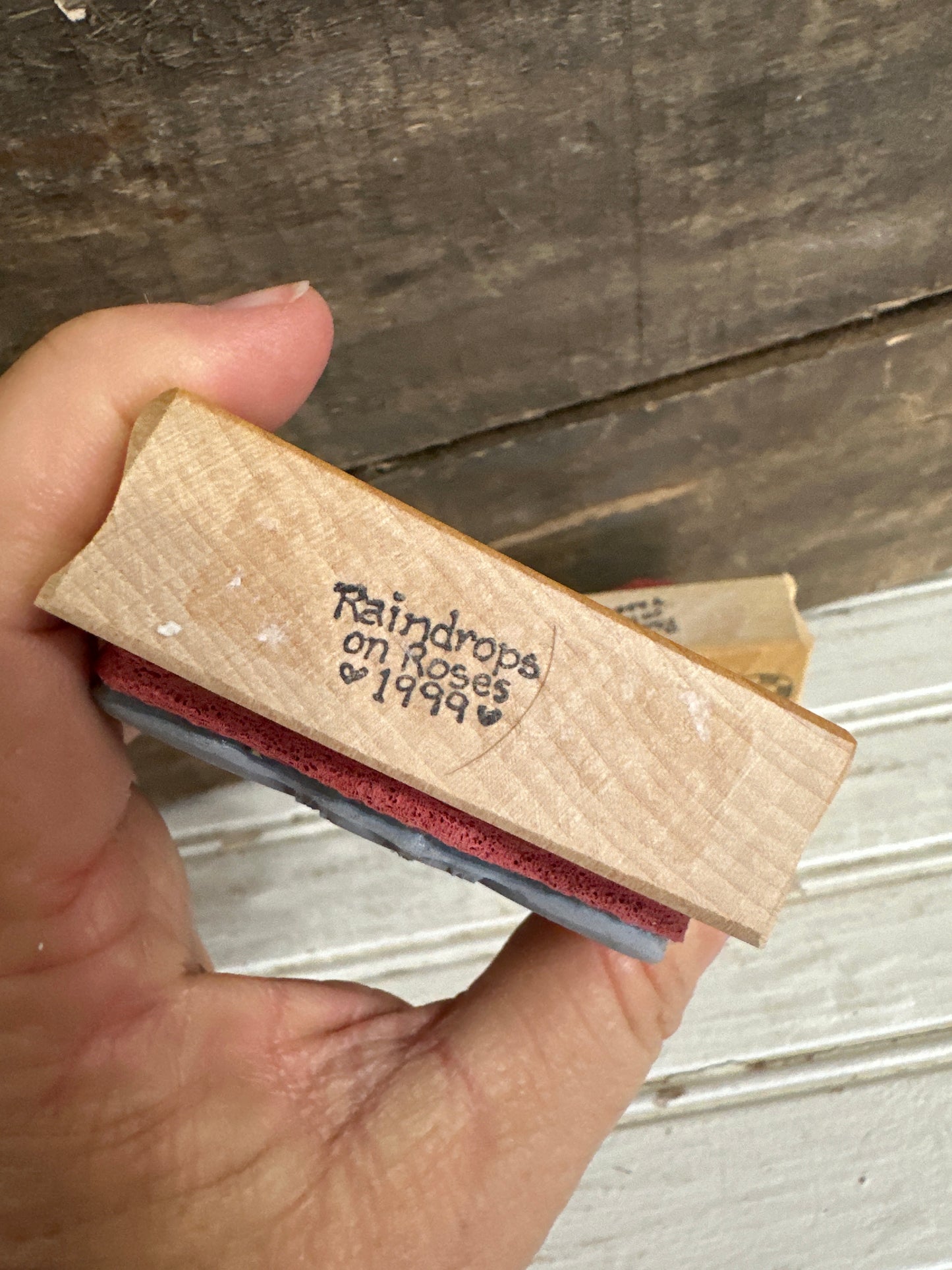 Raindrops on Roses wood rubber stamp