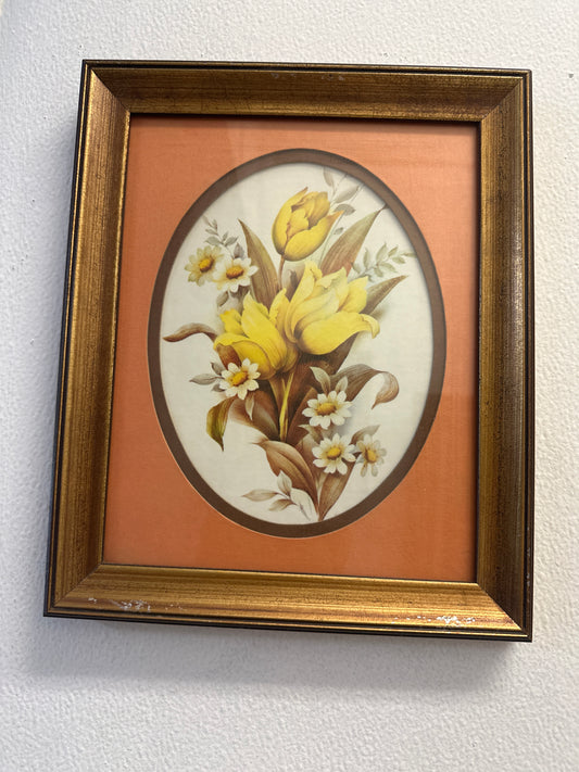 Floral wall art - gold frame