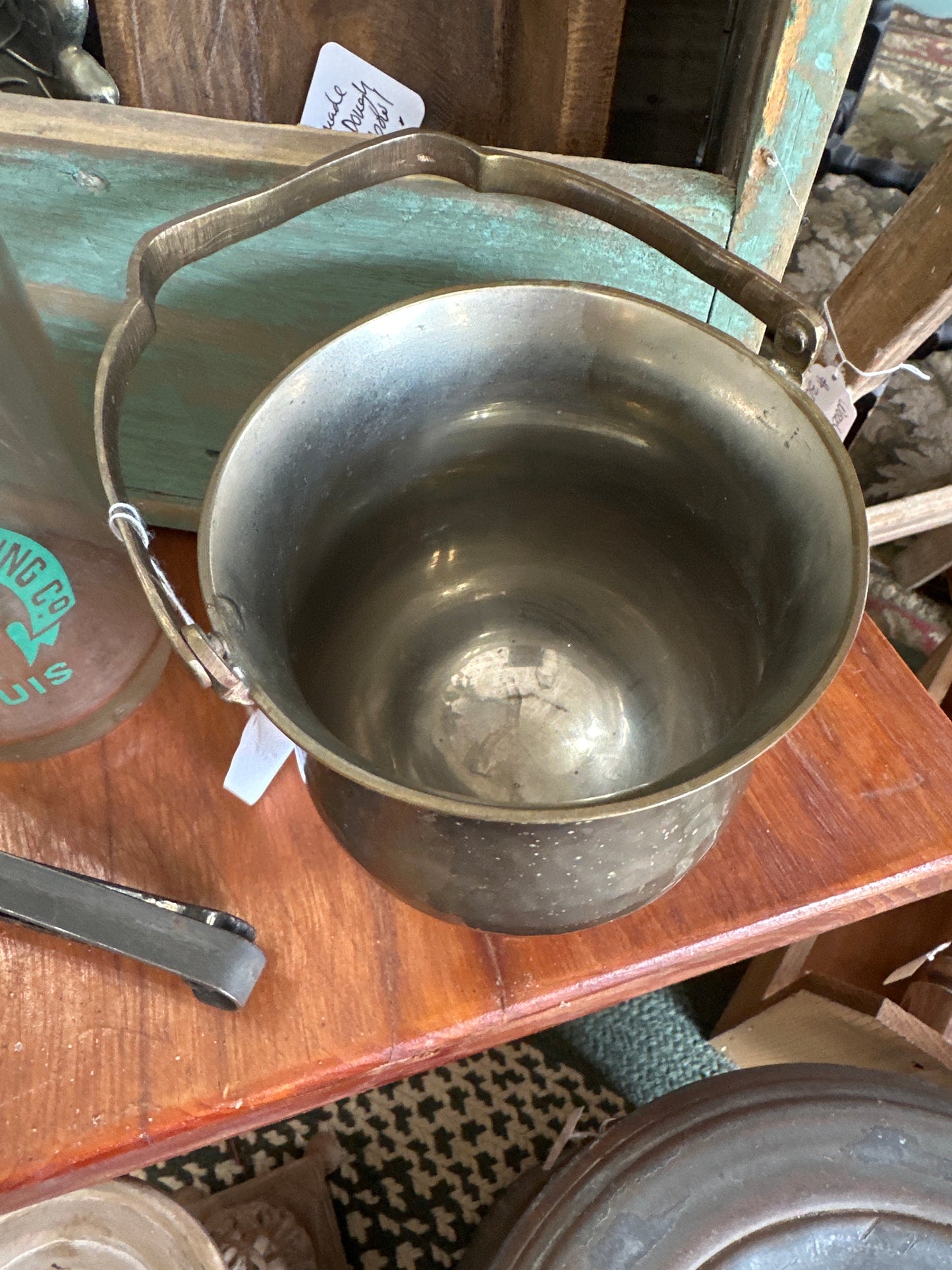 Brass Pedestal Bucket/Vase with handle