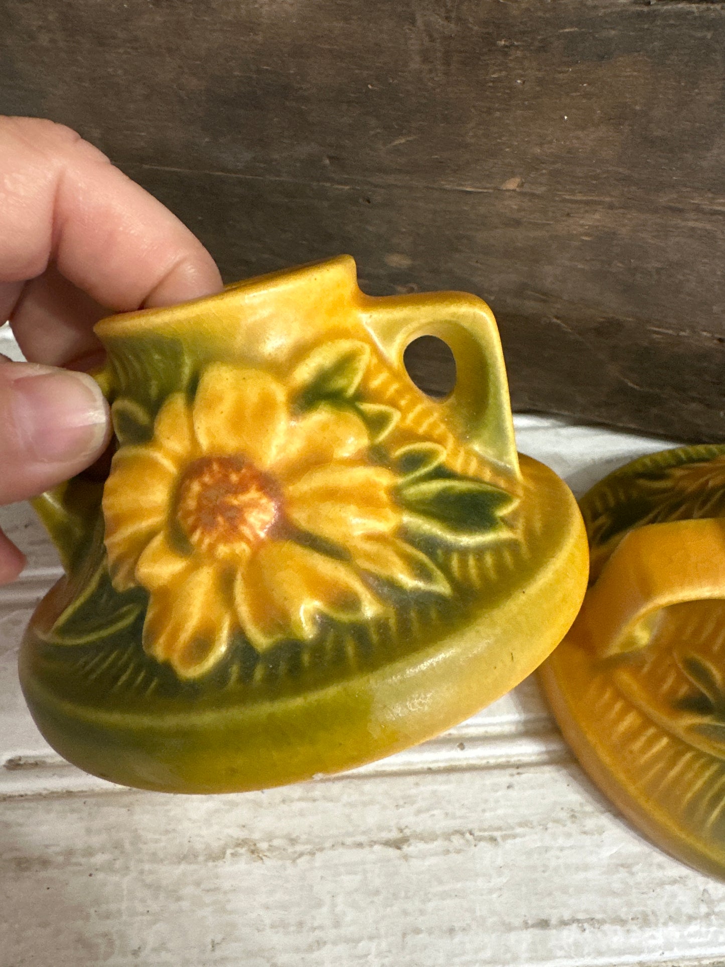 Roseville Pottery candleholders