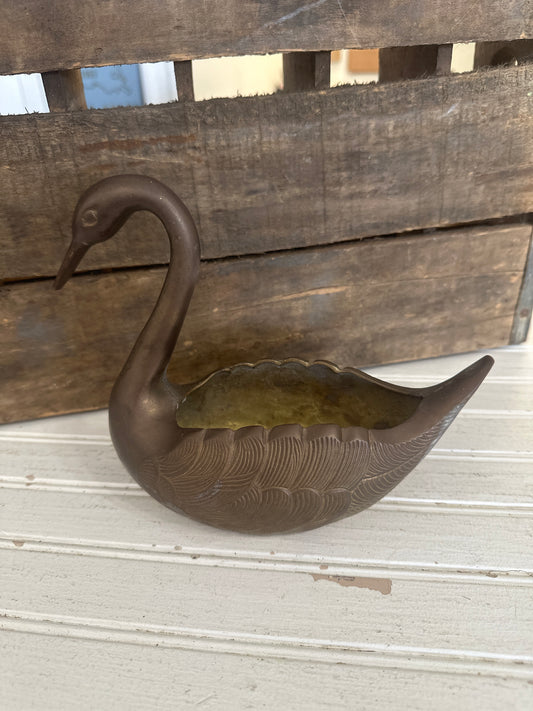 Brass swan planter