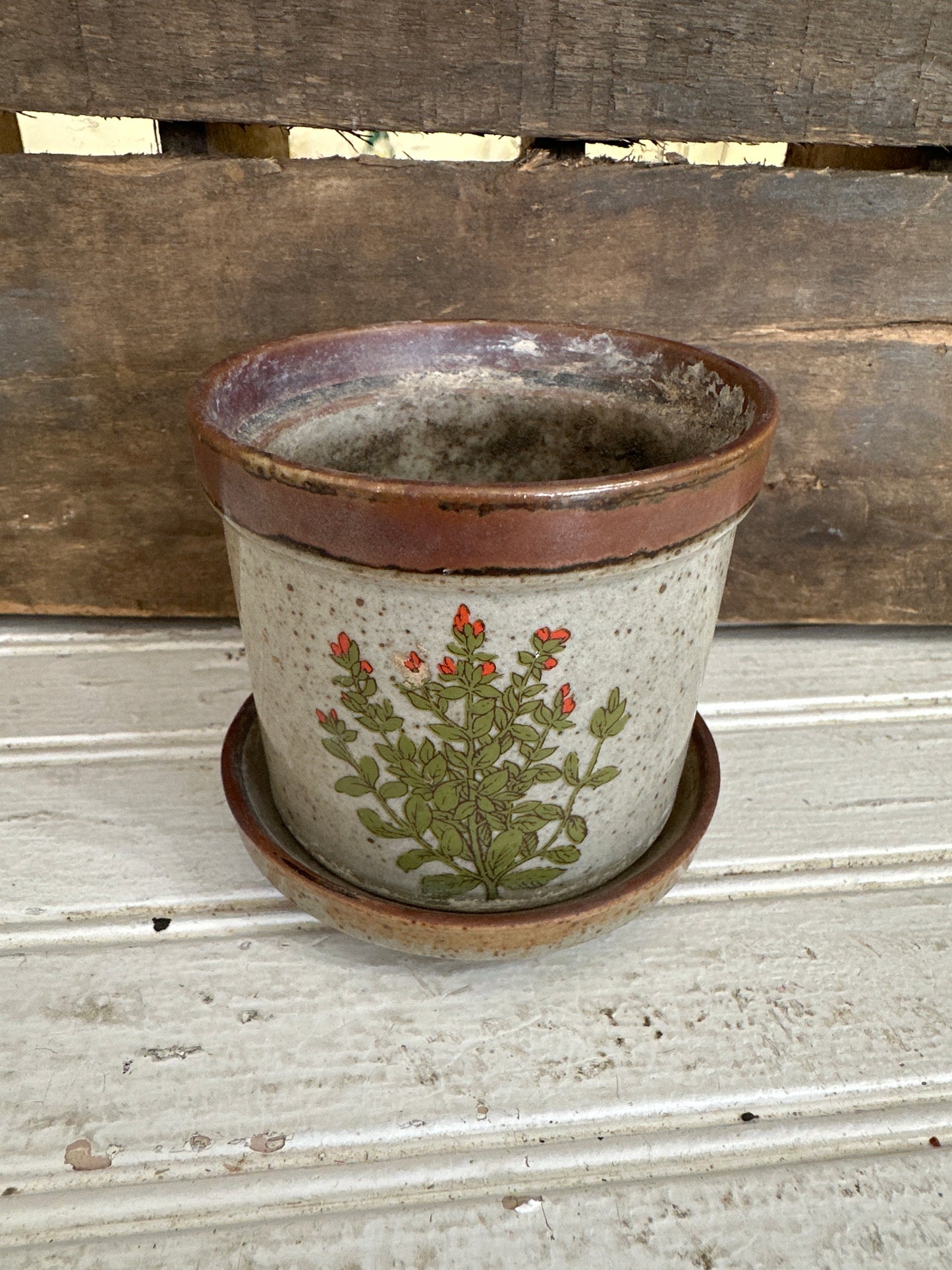 Takahashi Japan stoneware flower pot & saucer