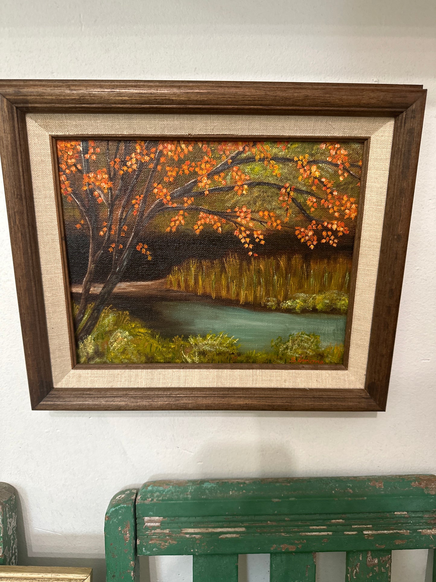 Tree over pond wall art- framed