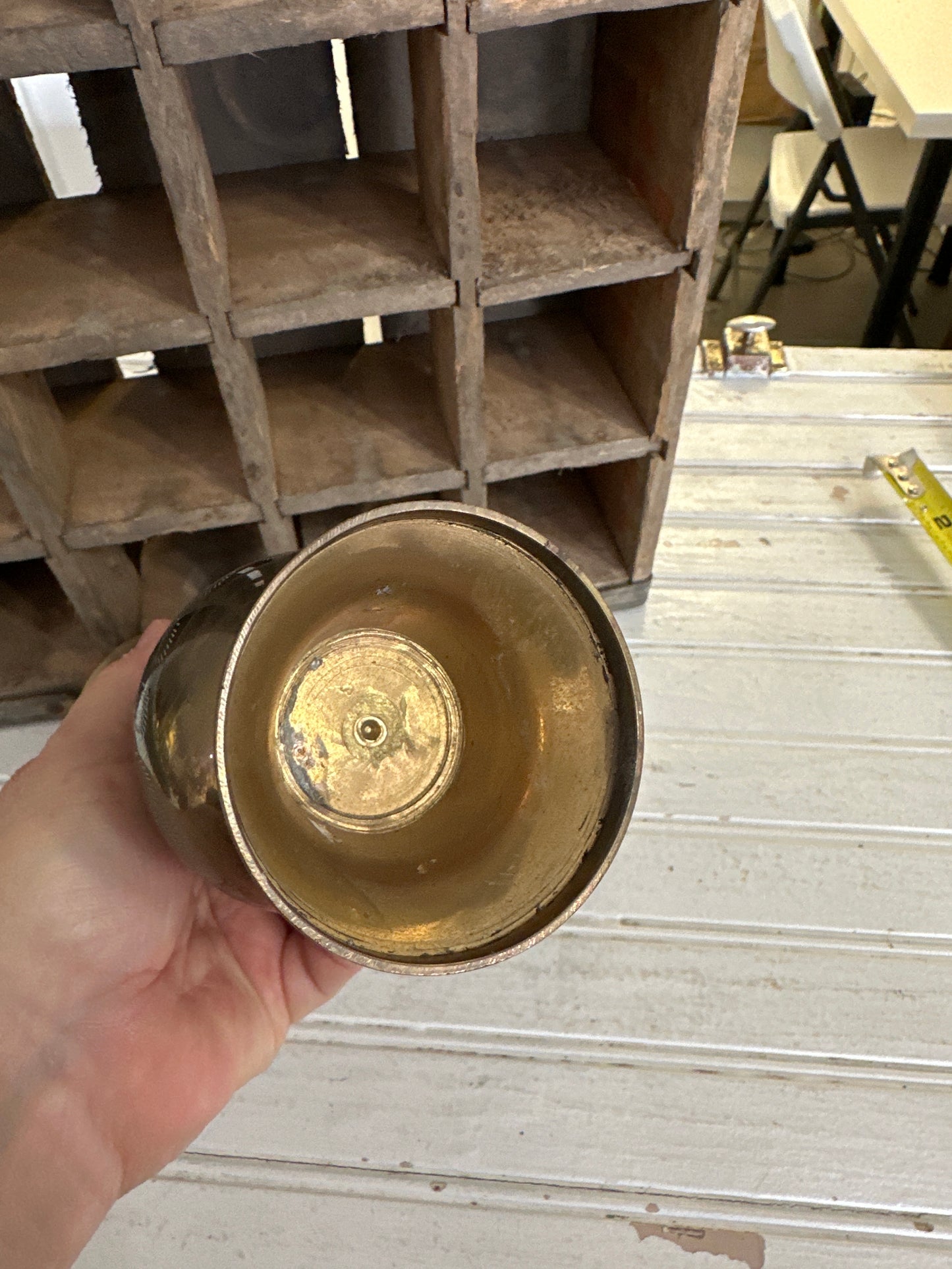 Brass etched vase