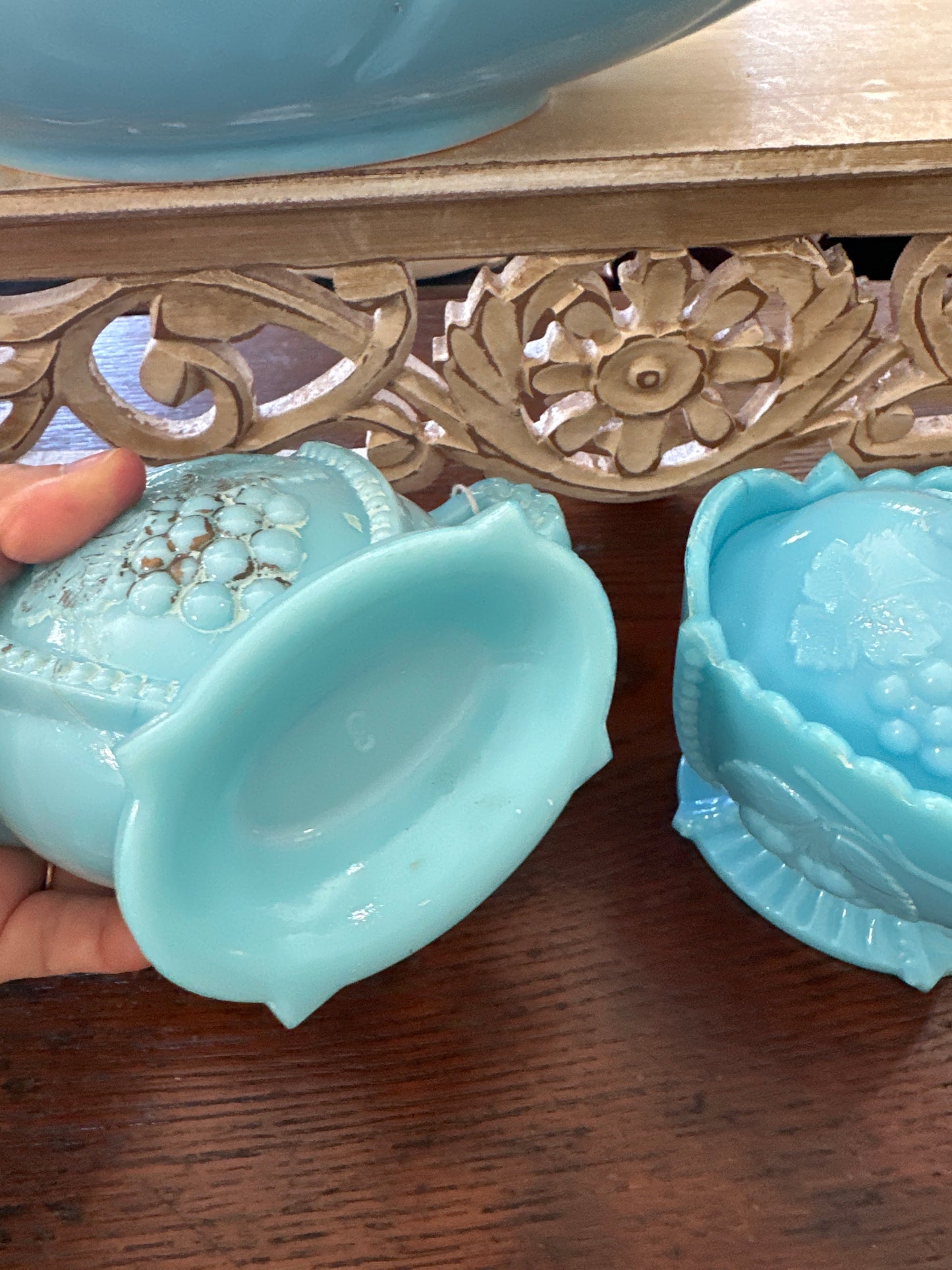Westmoreland blue milk glass cream & sugar set- local pick up only