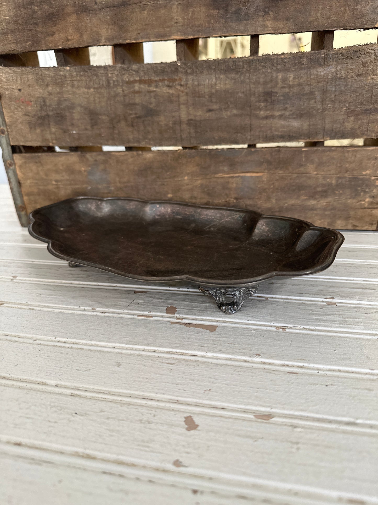 Silver plated tray- footed