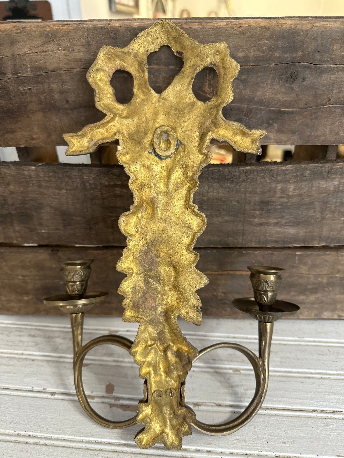 Reserved Mimi - brass sconce & western style bookends
