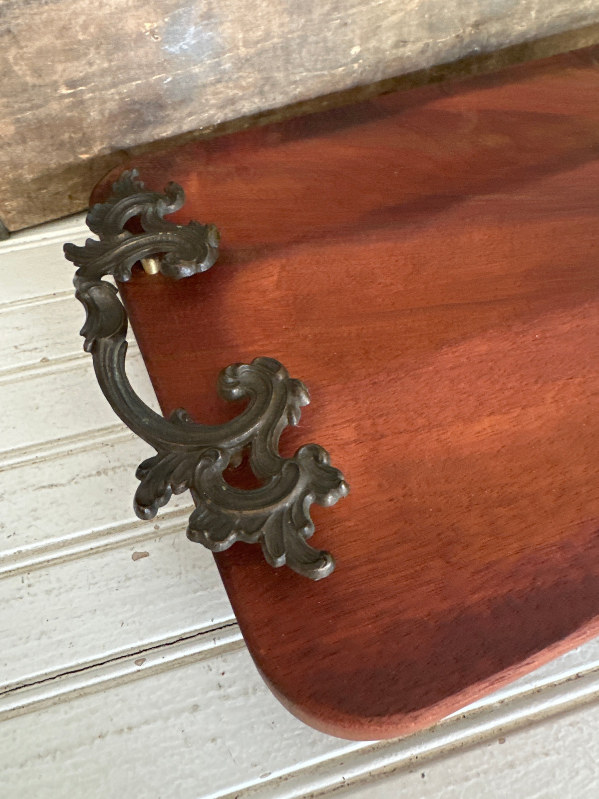 Hand crafted Serving board w/vintage handles- local pickup only