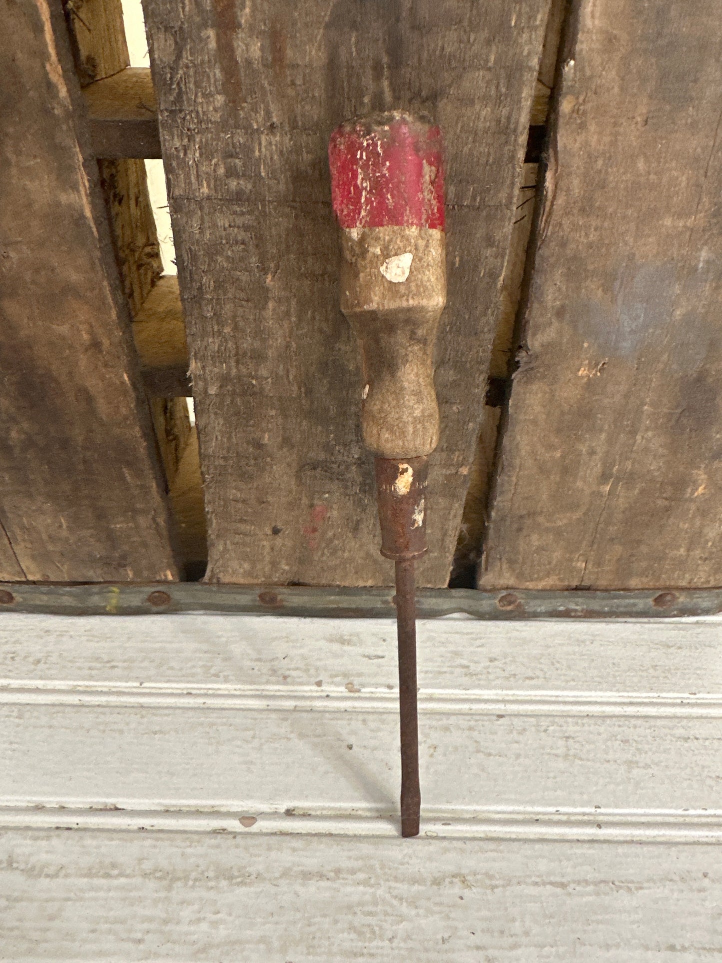 Wooden handle screwdriver