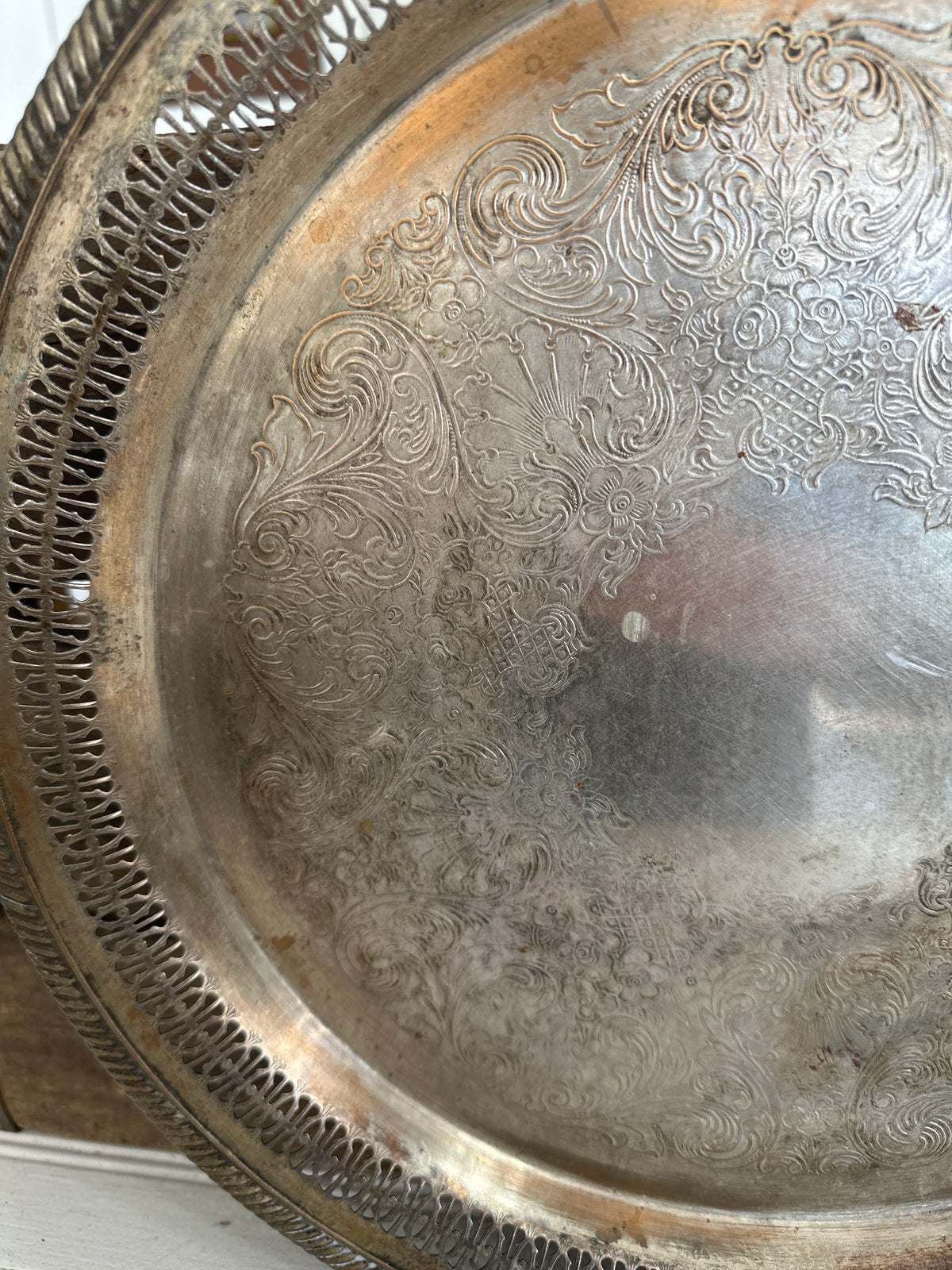 Silver plated round tray- local pickup only
