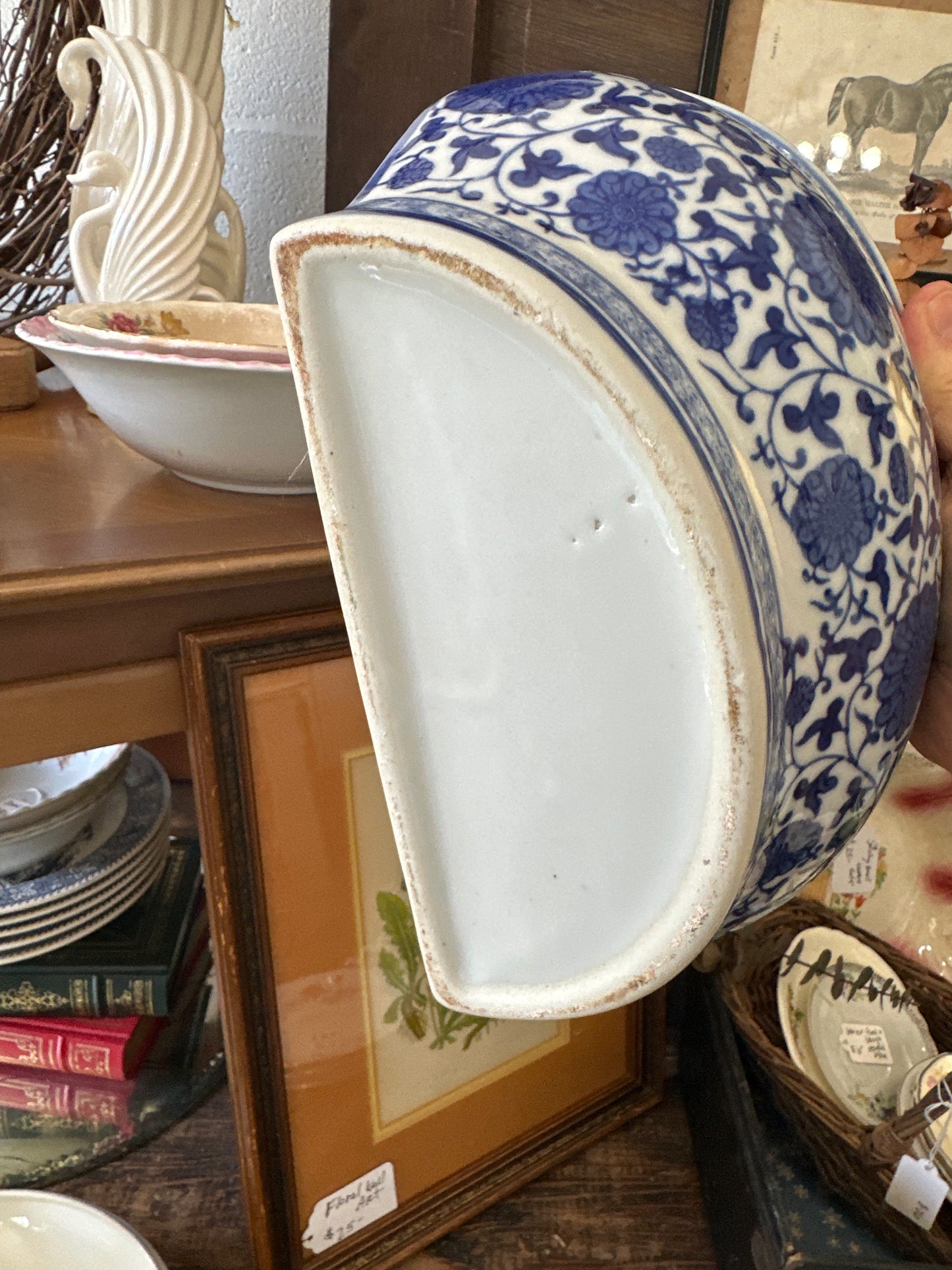 Blue & white porcelain wall planter- local pickup only