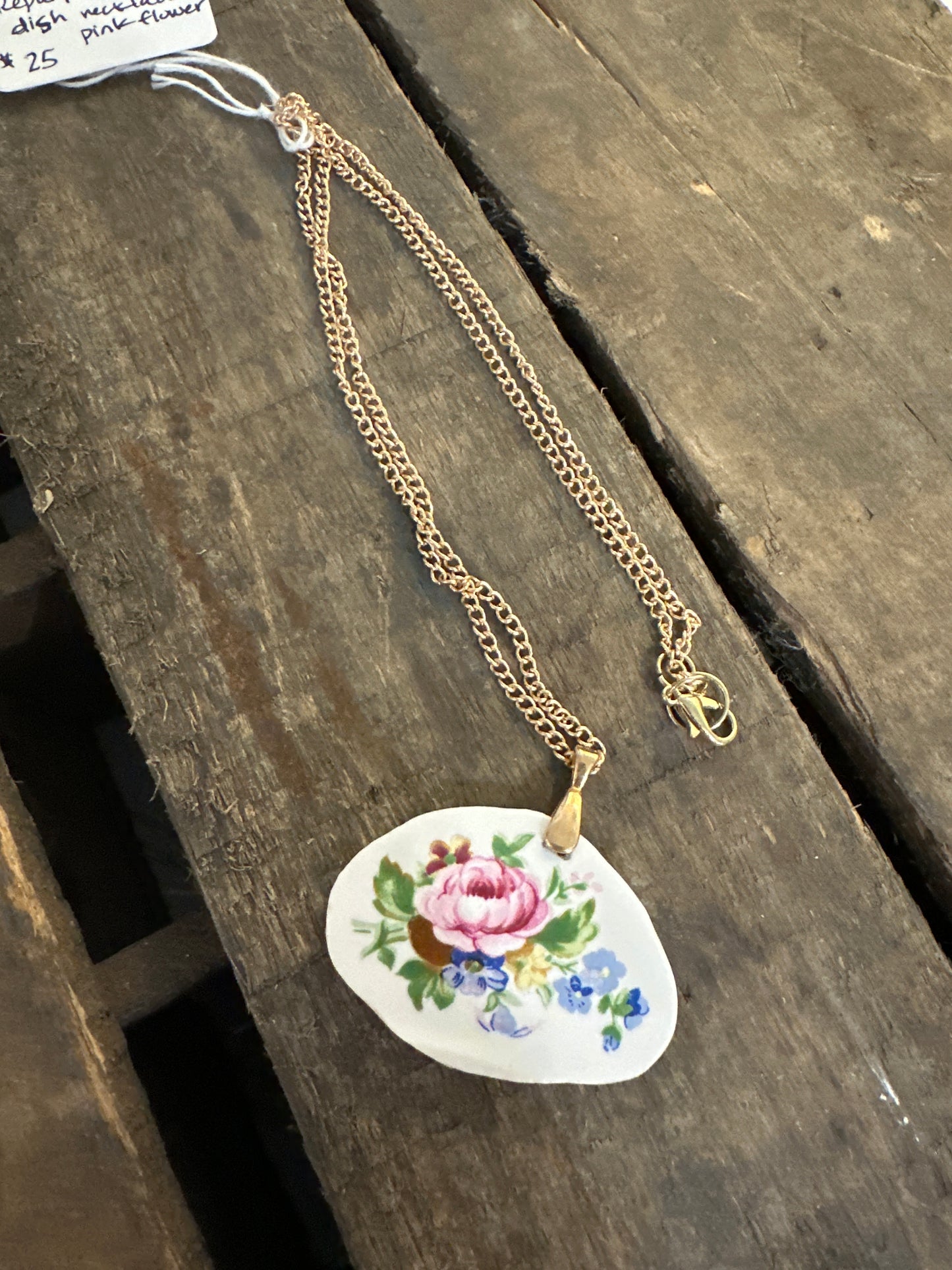 Repurposed Vtg. Dish necklace