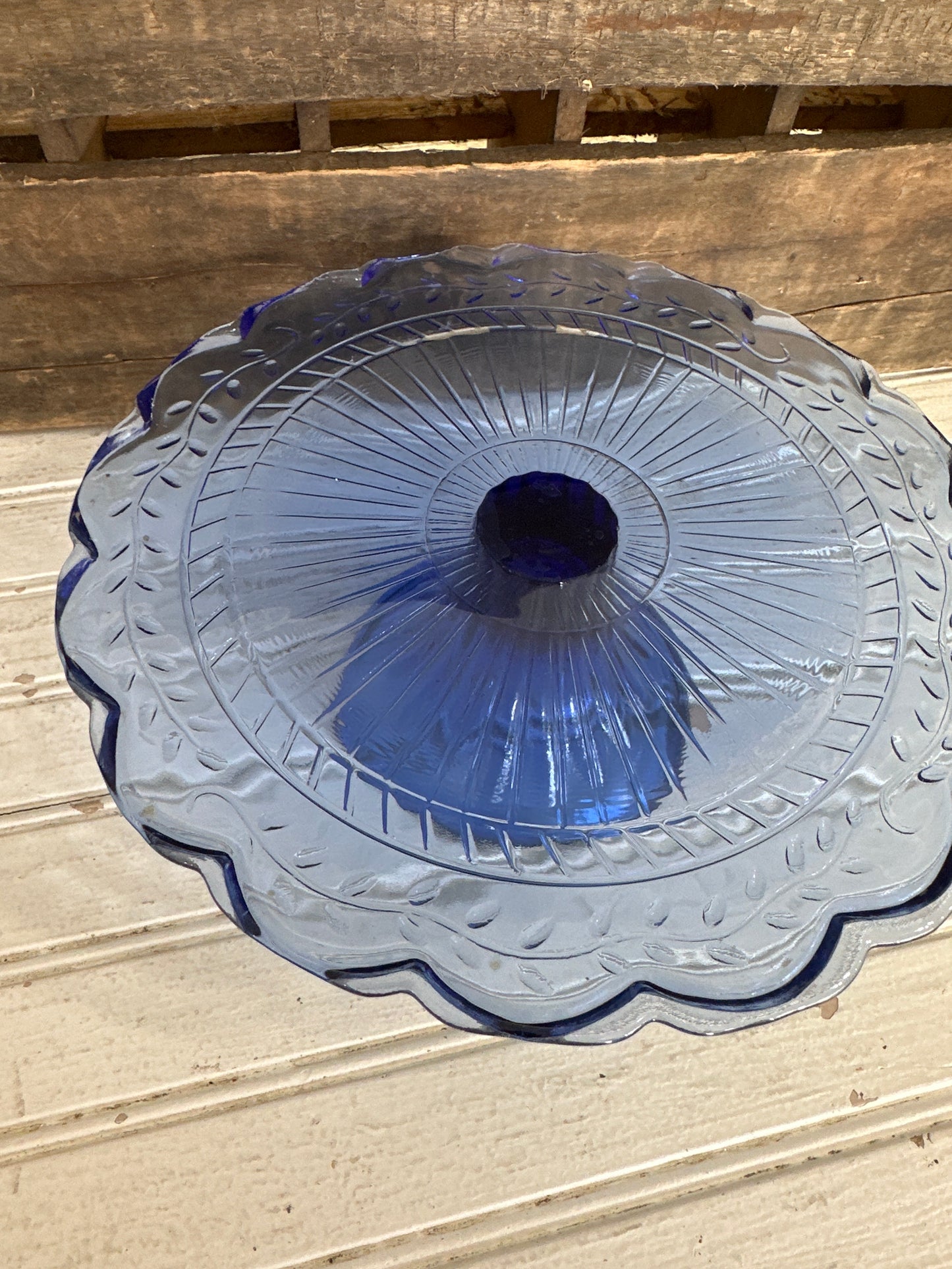Cobalt blue glass pedestal cake plate- local pickup only