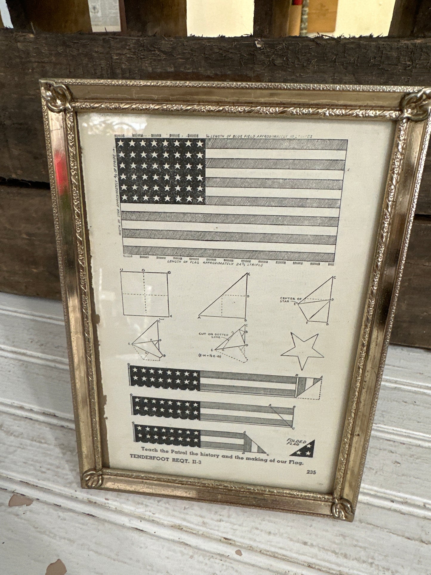 Vtg Boy Scout handbook page framed Vtg metal frame