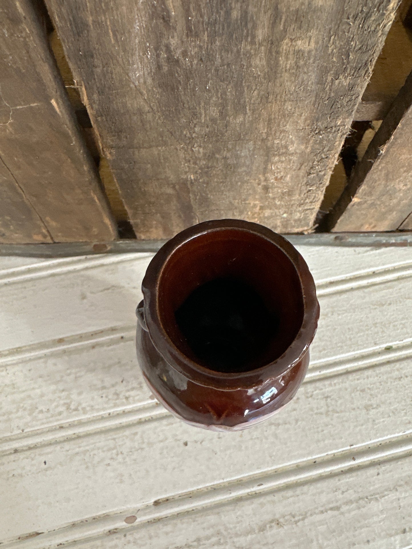 Red ware brown vase- occupied Japan
