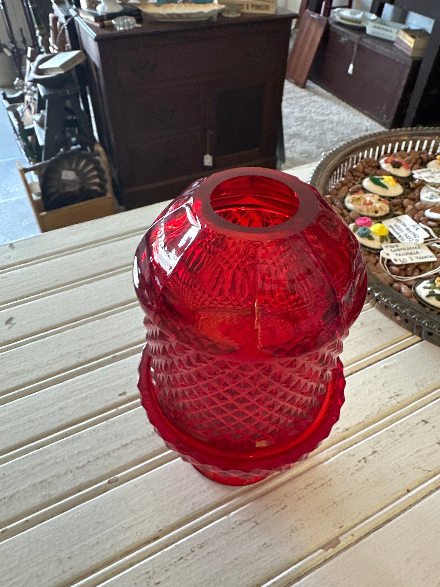 Viking Art Glass Ruby Red Fairy lamp- local pickup only