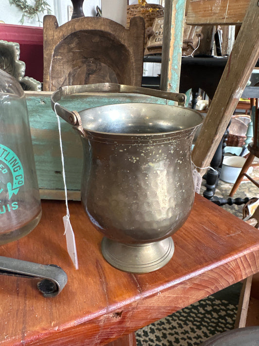 Brass Pedestal Bucket/Vase with handle