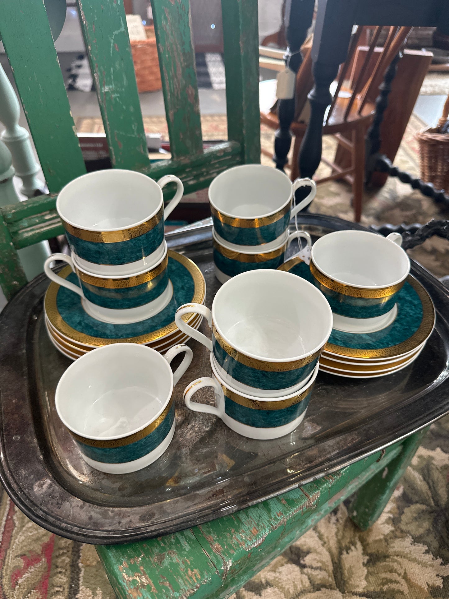 Royal Porcelain Wellington Green cups and saucers - local pickup only
