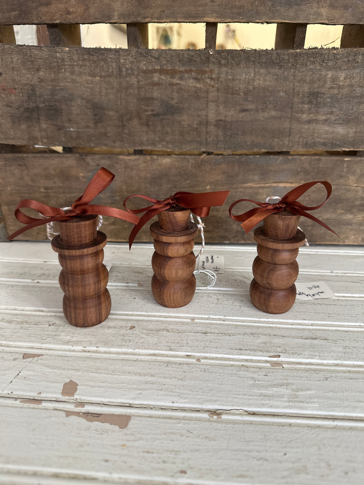 Hand turned wooden snowman ornament