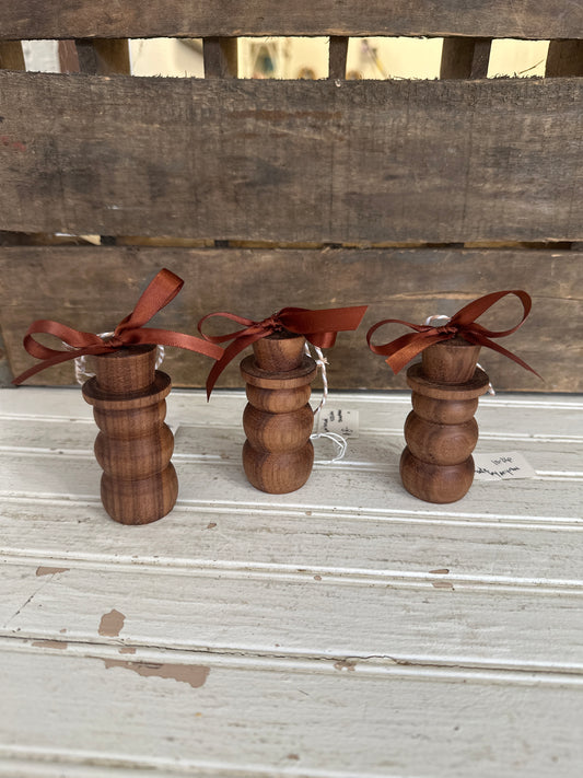 Hand turned wooden snowman ornament
