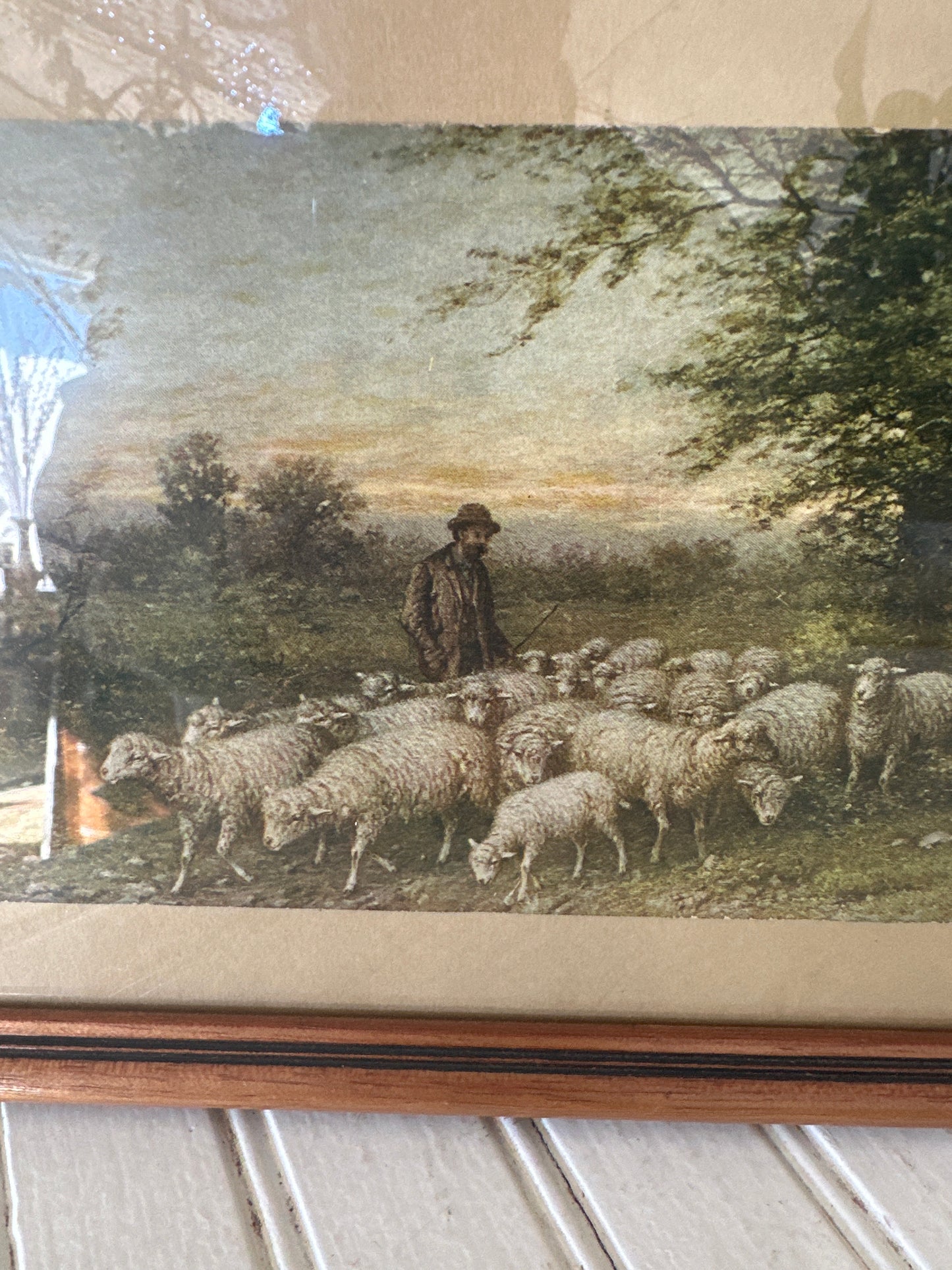 Shepherd with sheep wall art