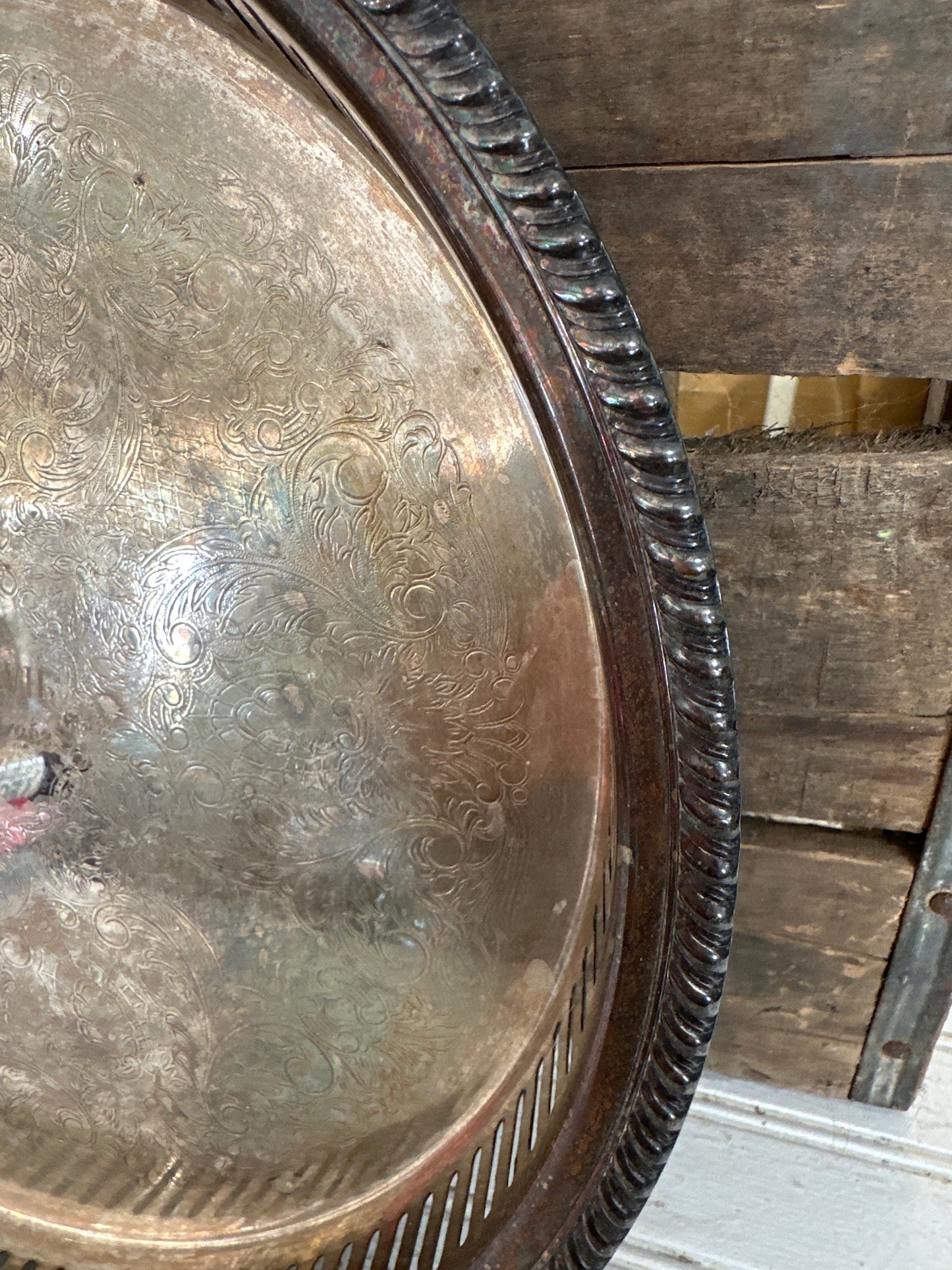 Silver plated round tray- local pickup only
