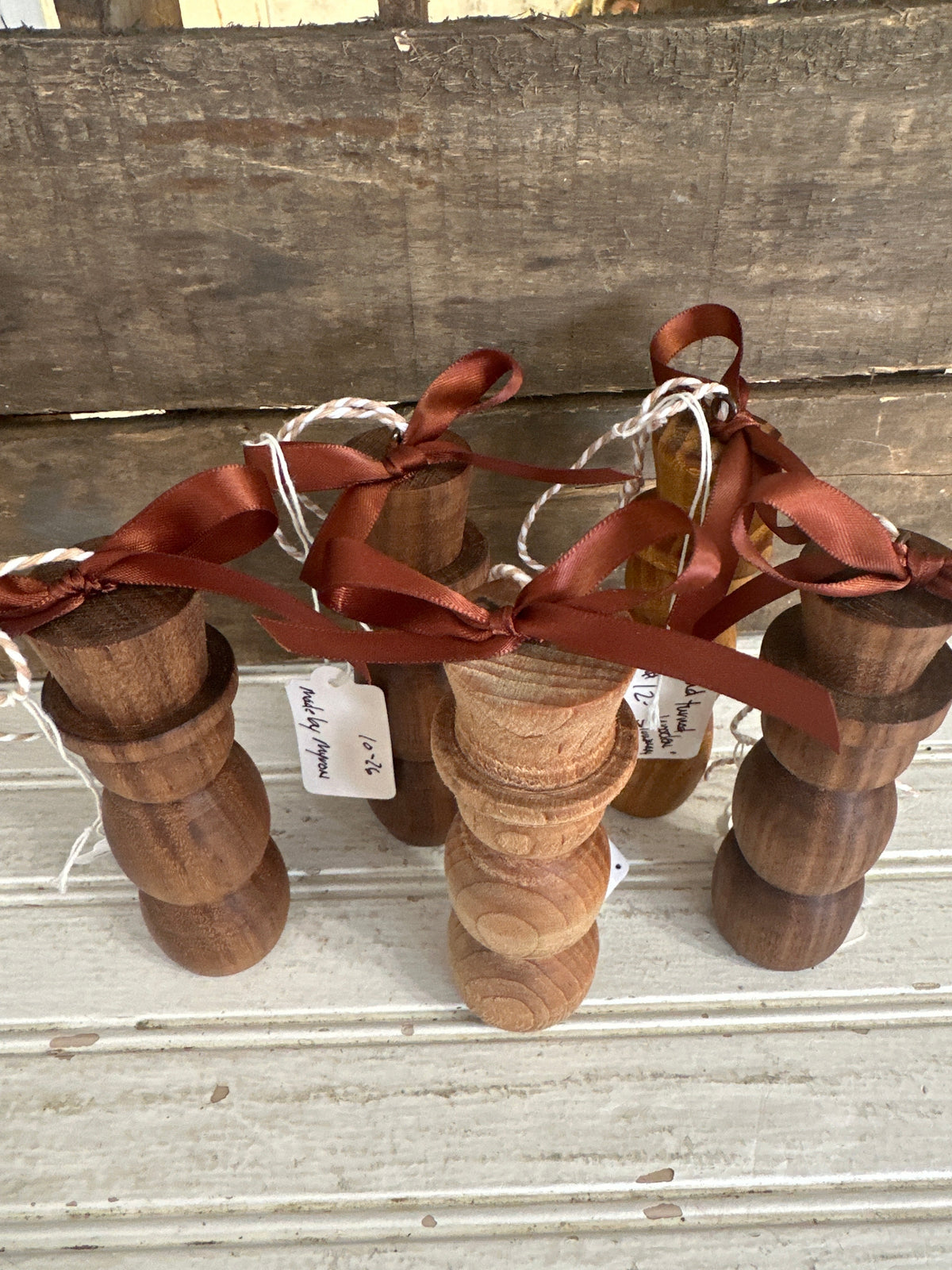 Hand turned wooden snowman ornament