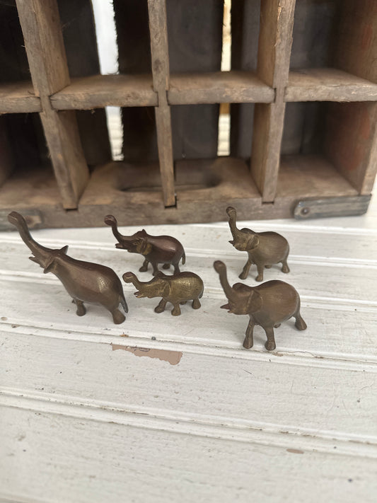 Brass Elephants-set of 5