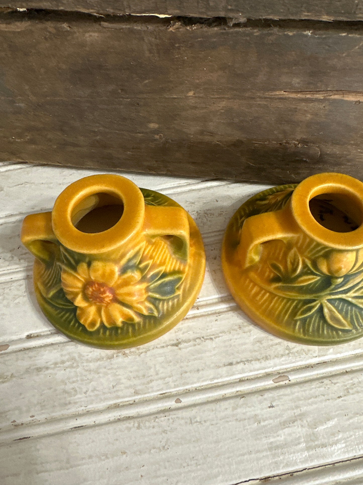 Roseville Pottery candleholders