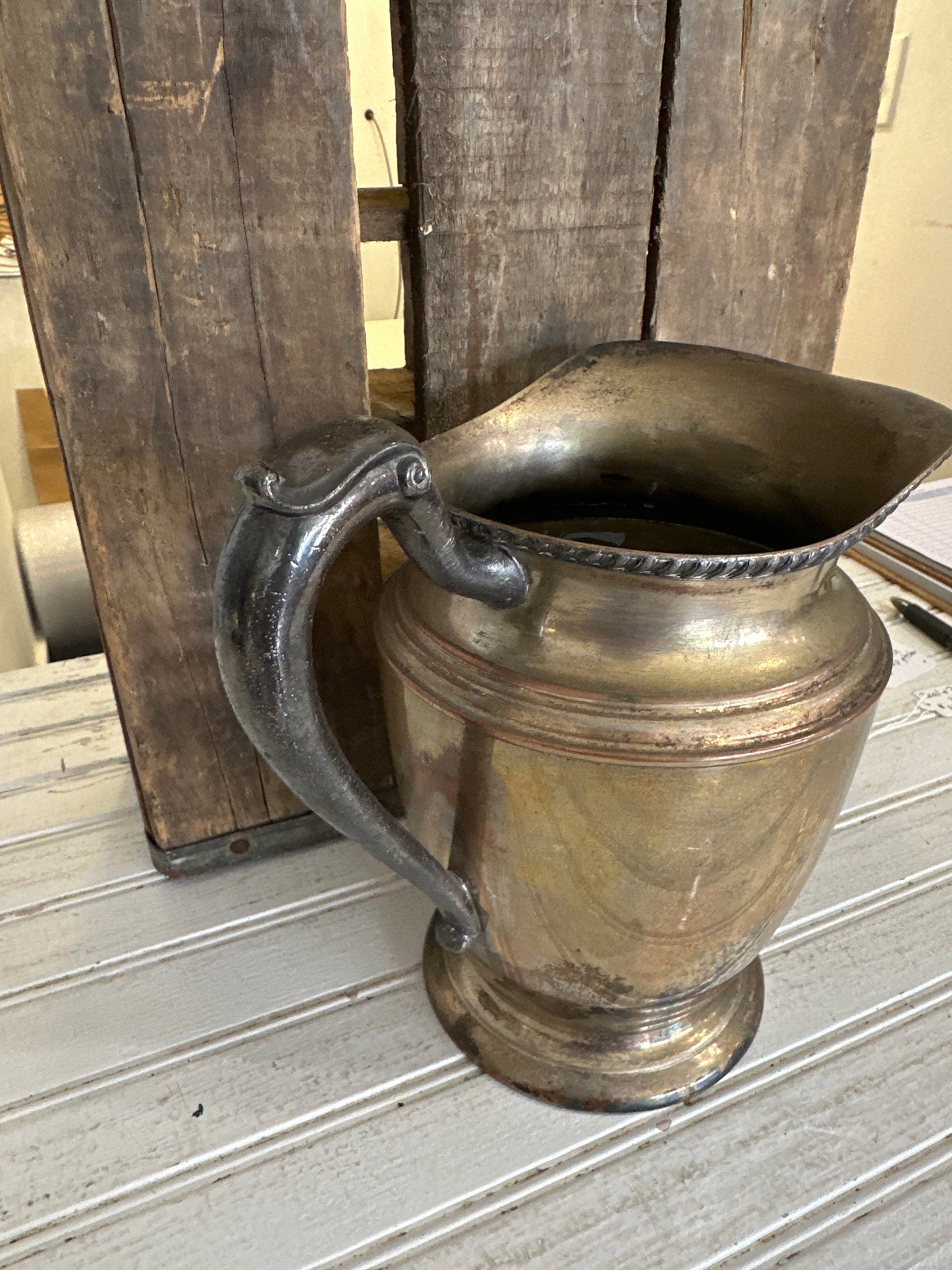 Crescent Silver plate pitcher