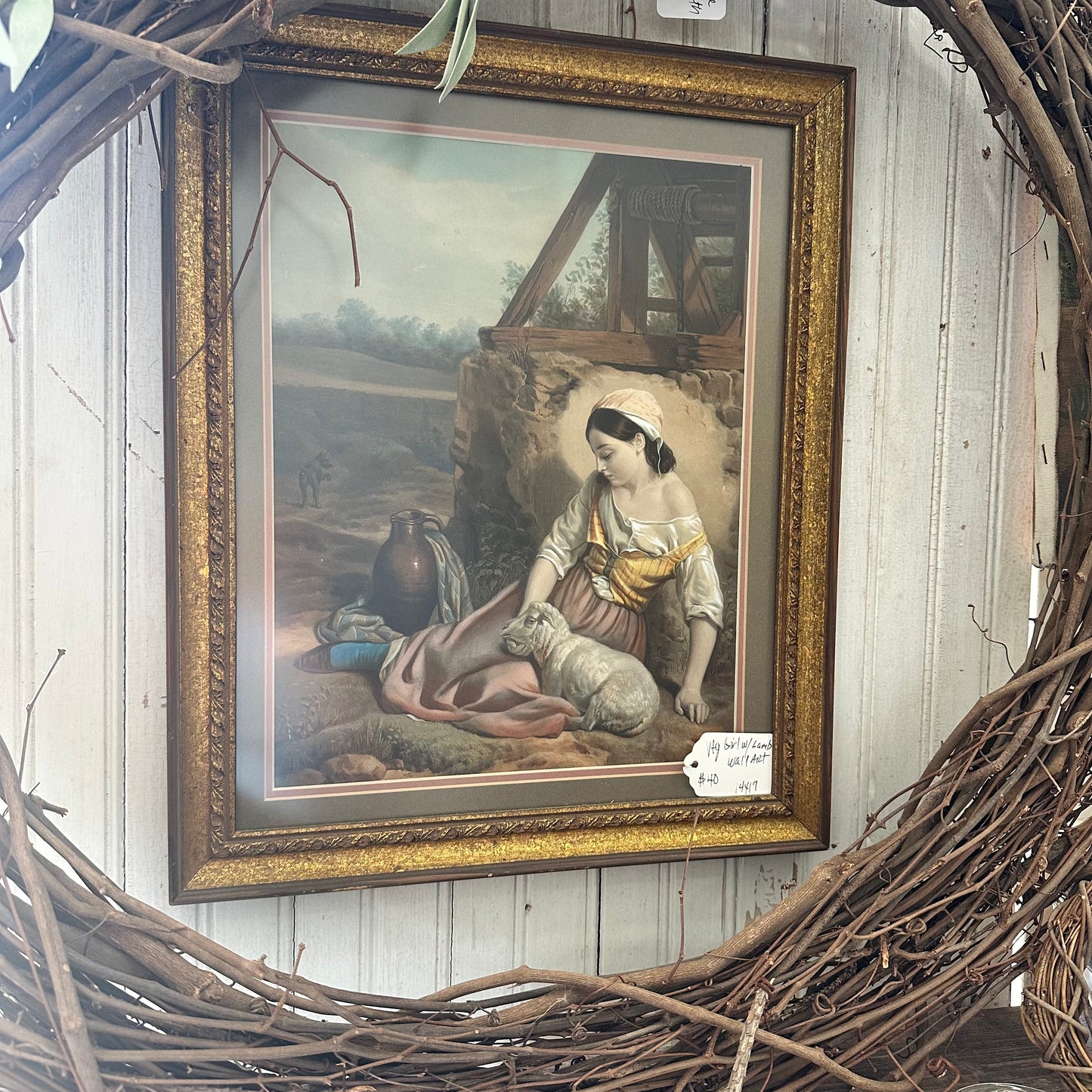 Girl with lamb wall art- local pickup only