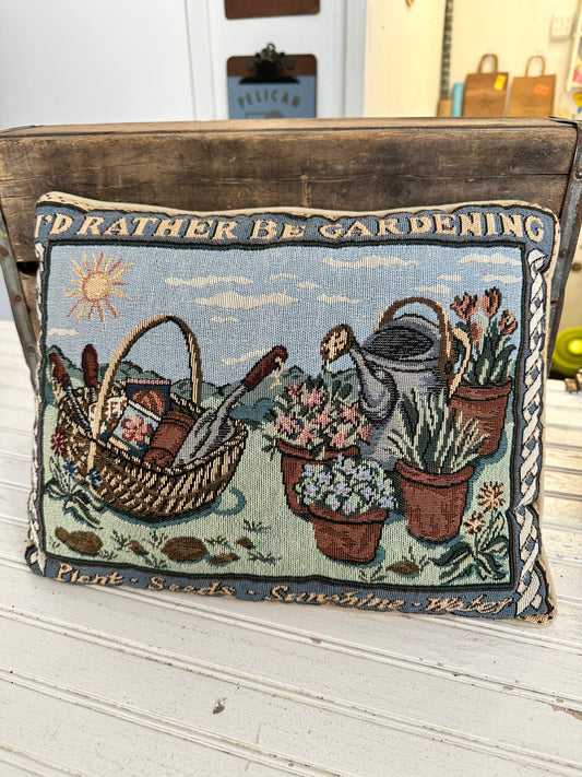 I’d rather be gardening tapestry pillow