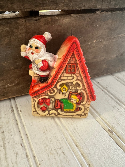 Santa & House Blow Mold Ornament