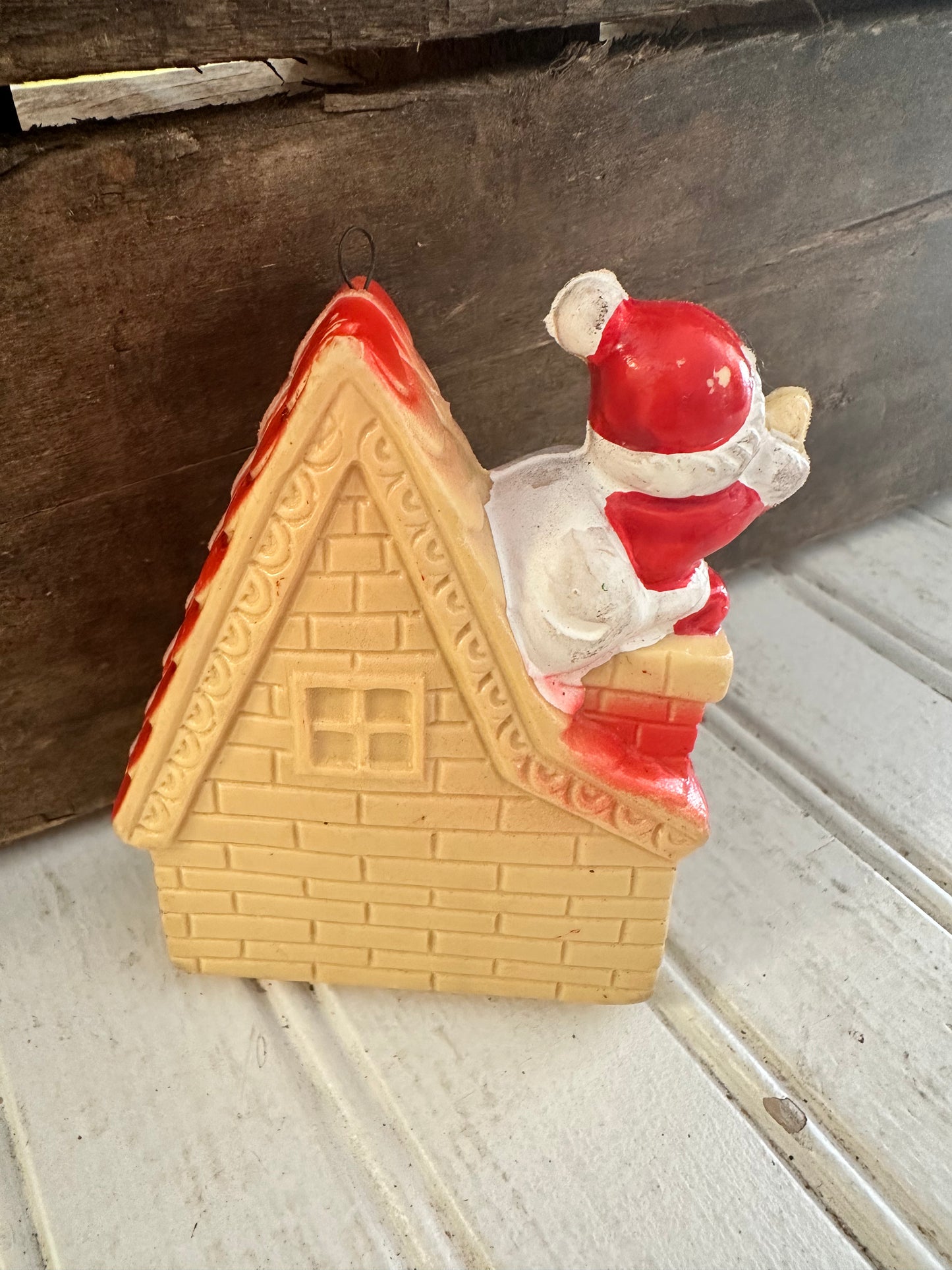 Santa & House Blow Mold Ornament