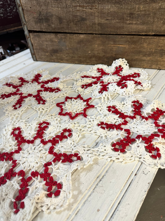 Red & White Handmade Doily