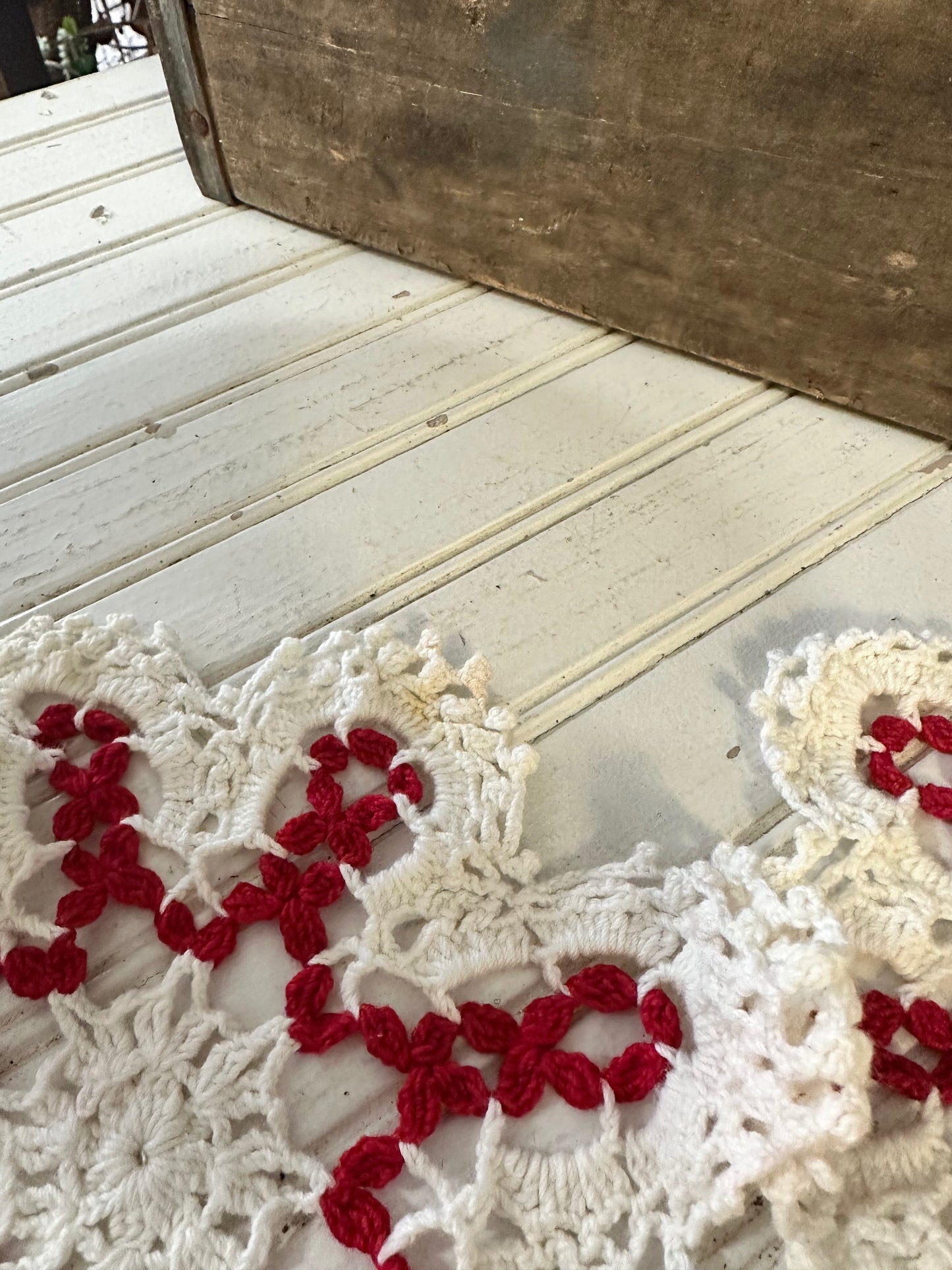 Red & White Handmade Doily