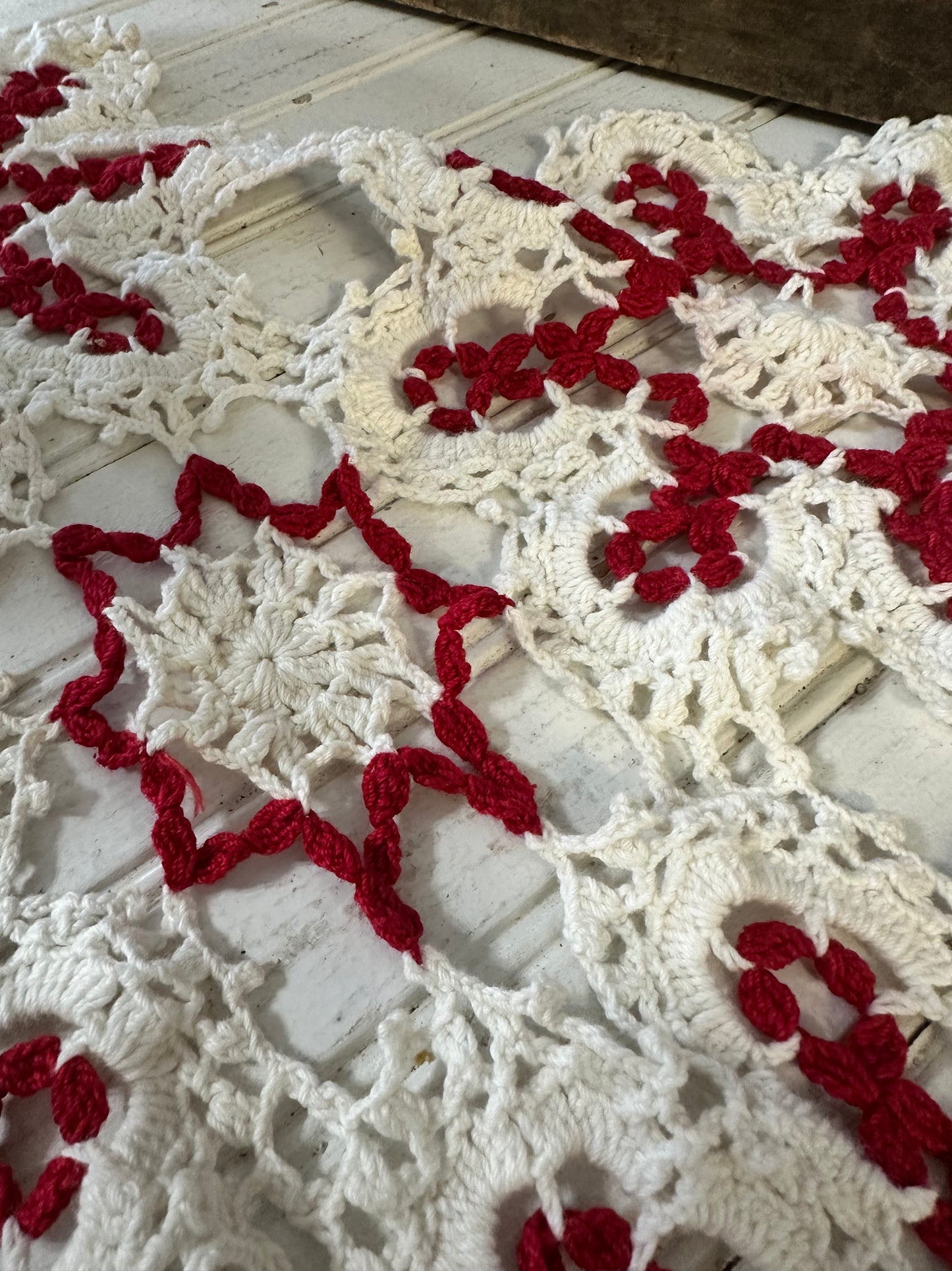Red & White Handmade Doily