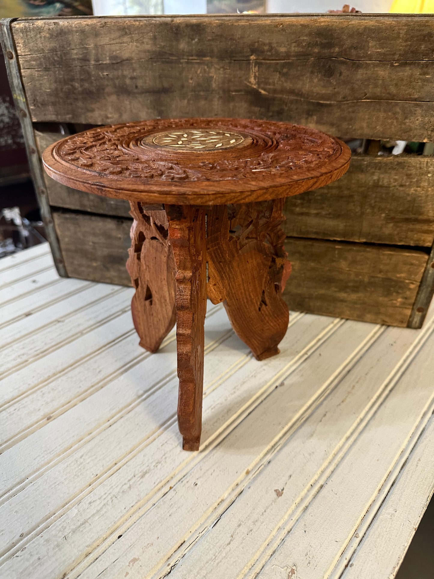 Carved Wooden plant stand/riser