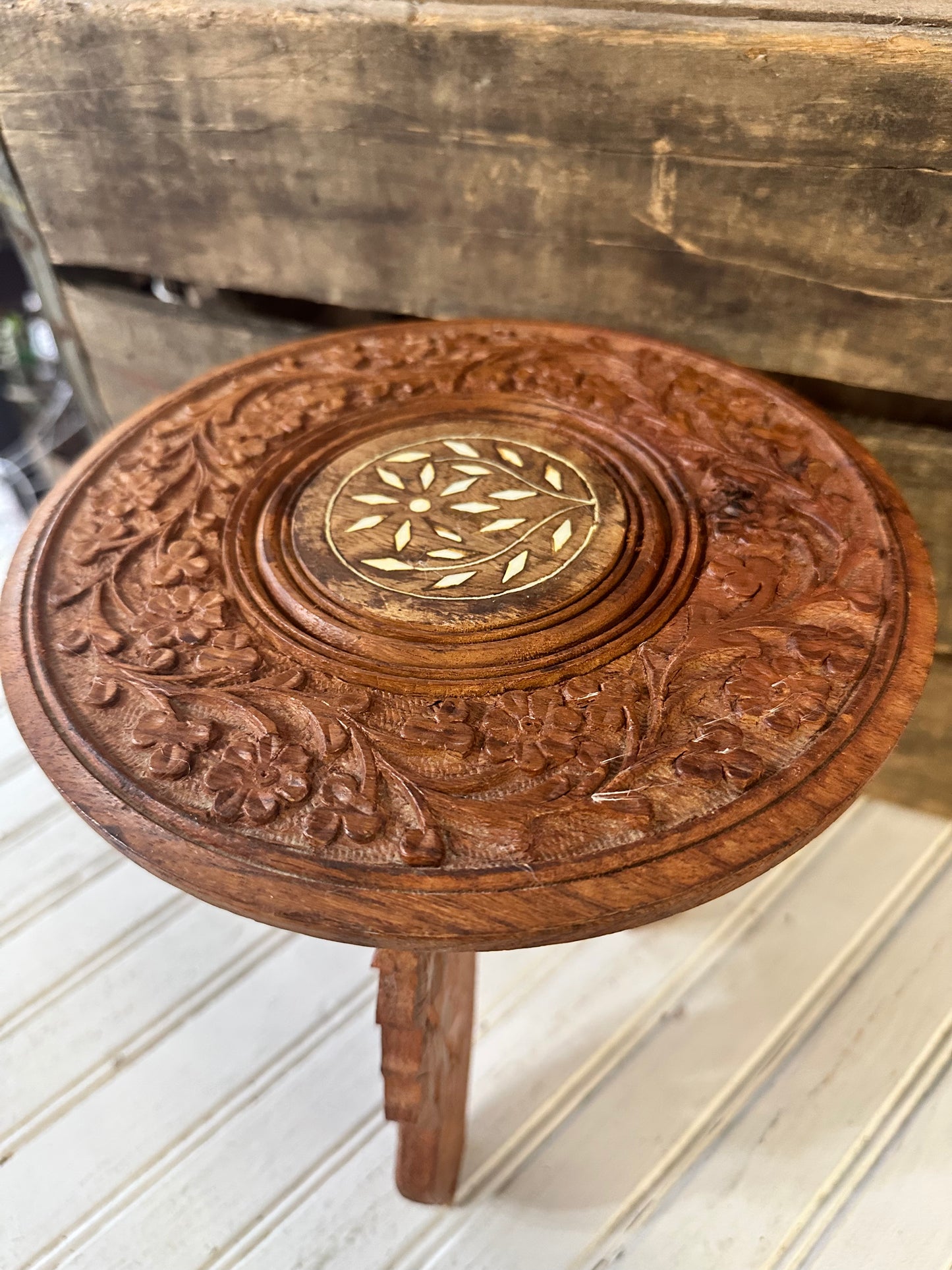 Carved Wooden plant stand/riser