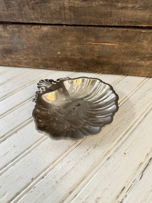 Silver plate shell trinket dish