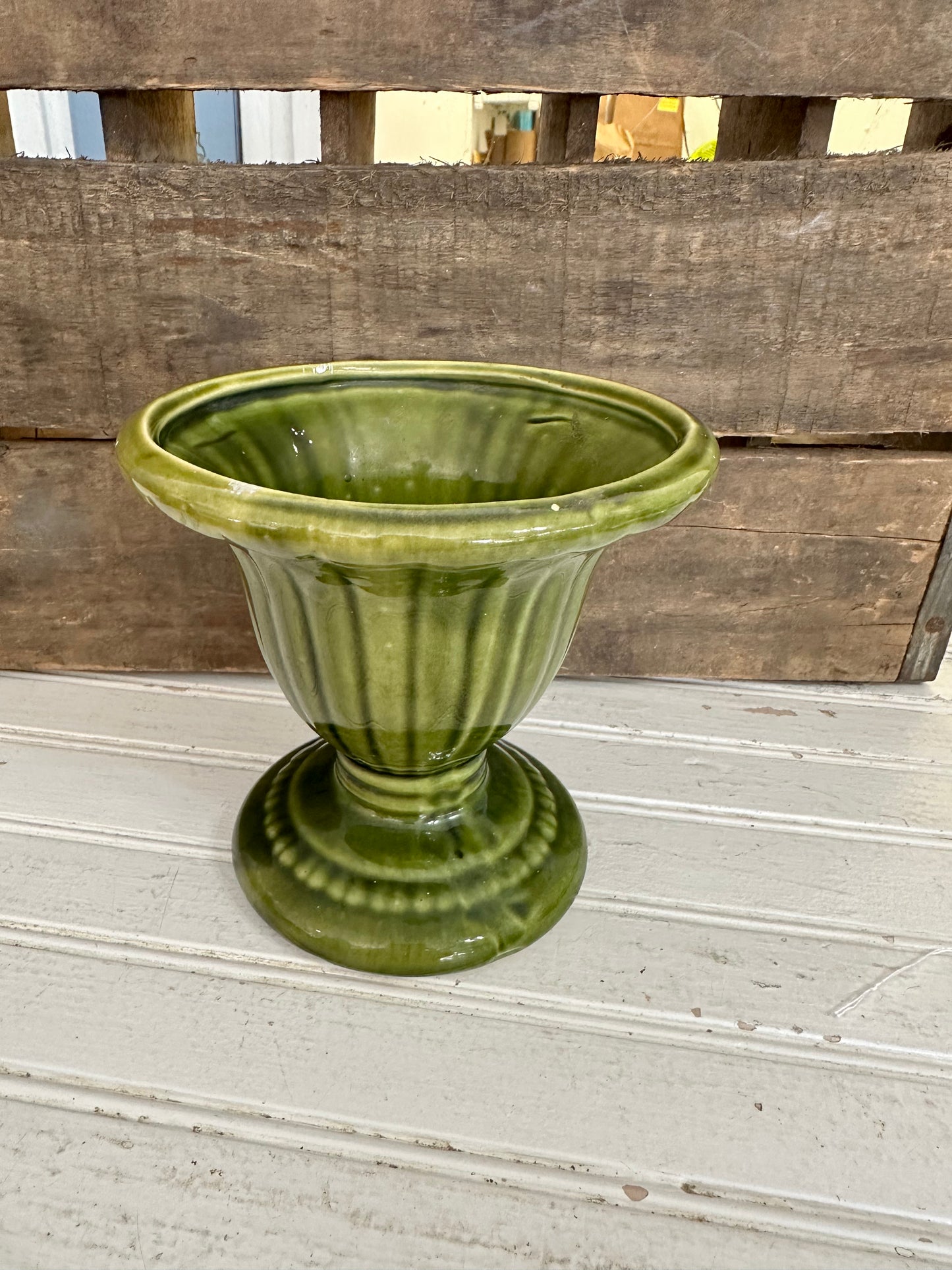 Dark Green Pedestal Planter