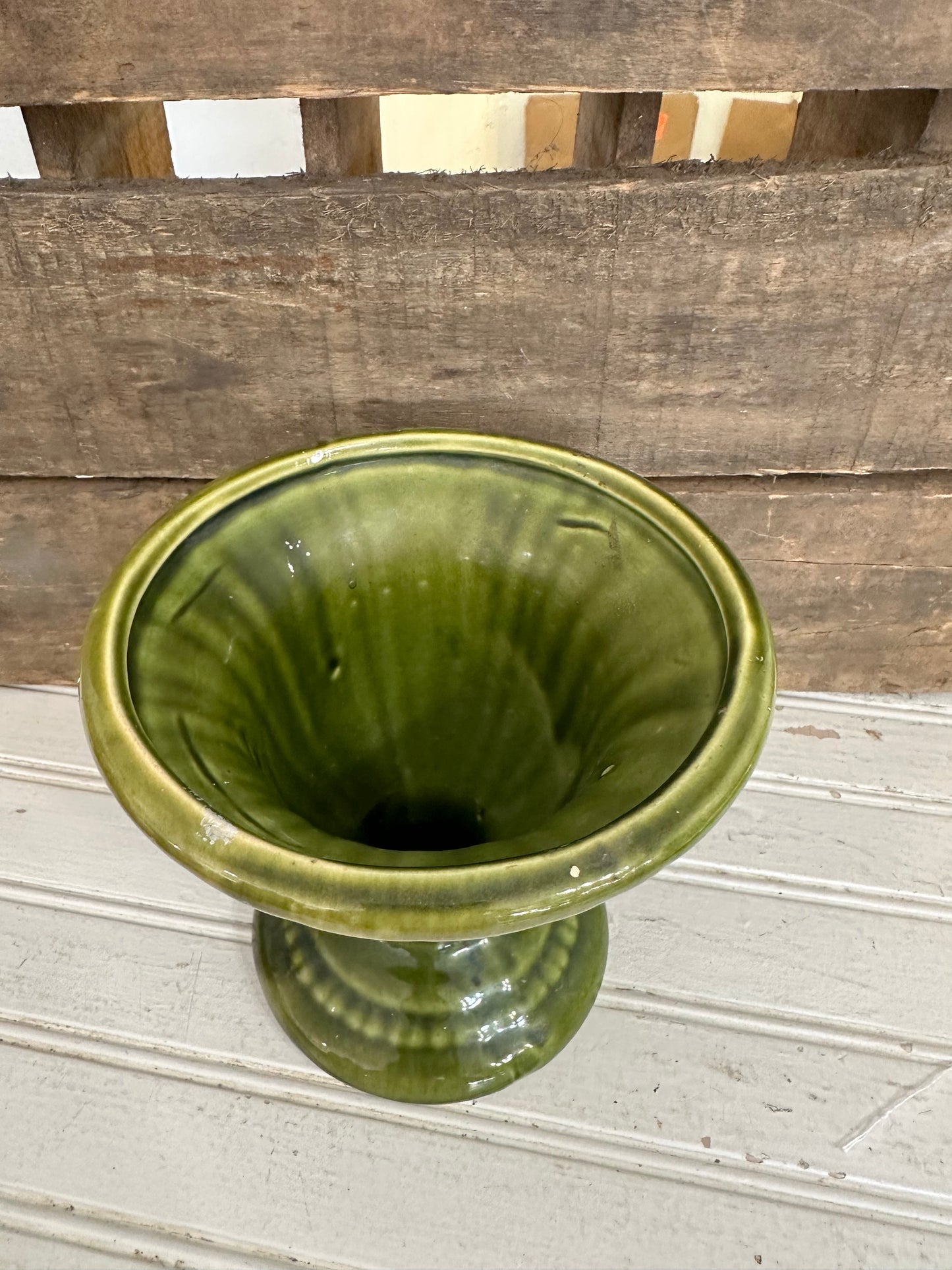 Dark Green Pedestal Planter