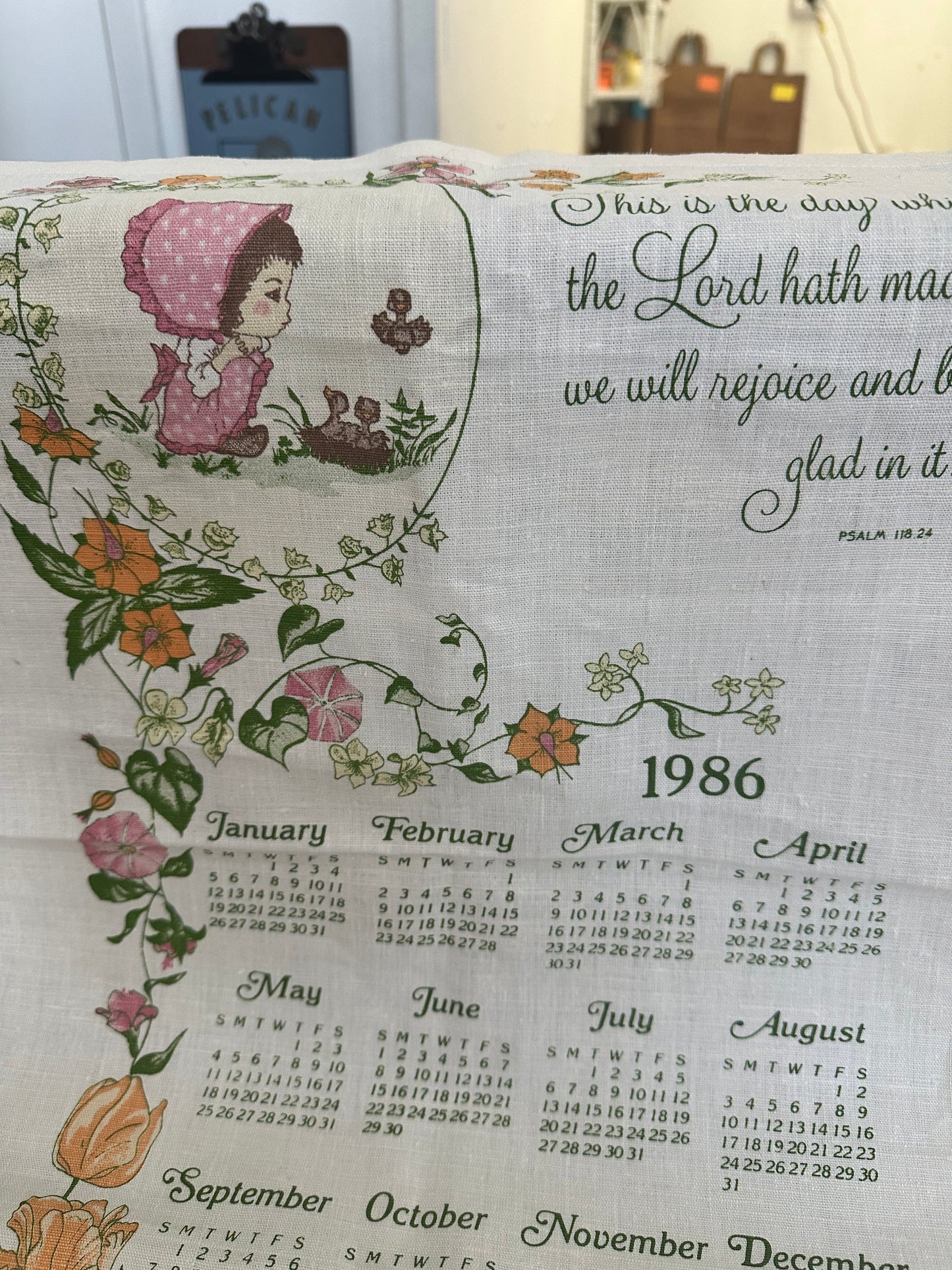 1986 Cloth Wall Calendar