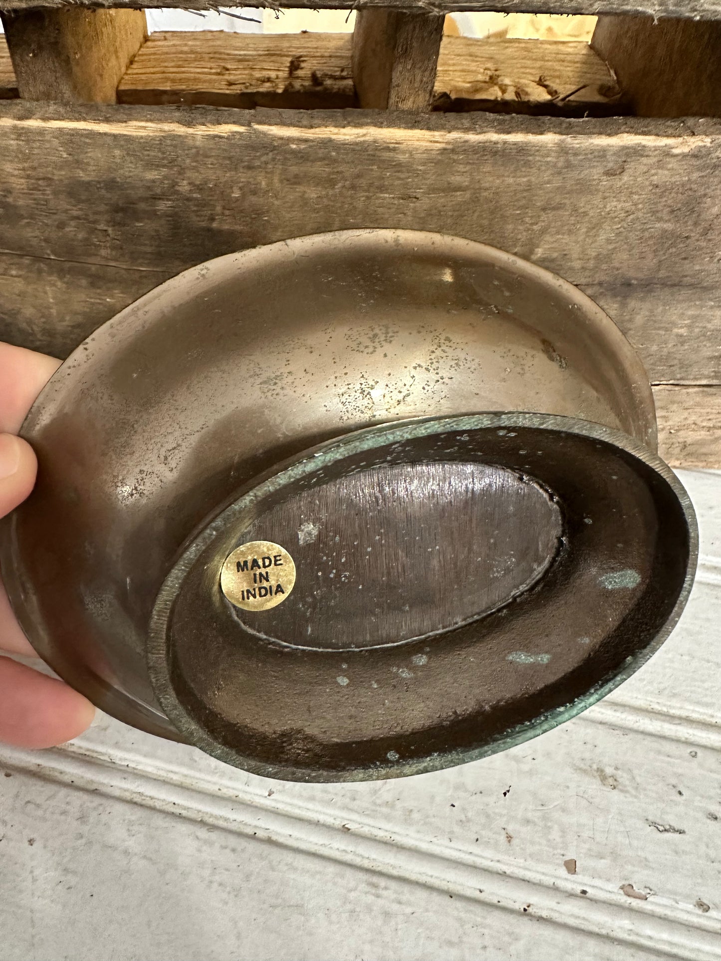 Brass Etched Pedestal Trinket Dish