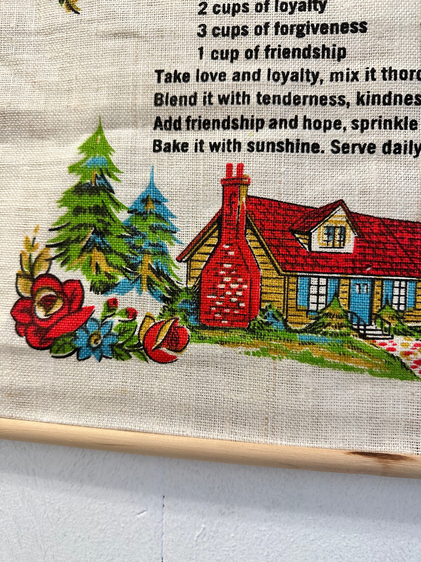 Happy Home recipe linen wall hanging