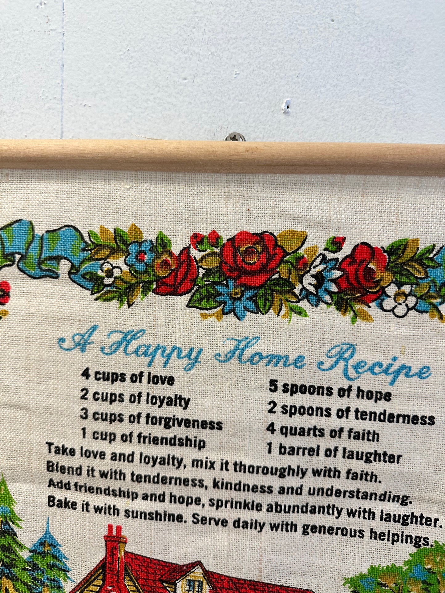Happy Home recipe linen wall hanging