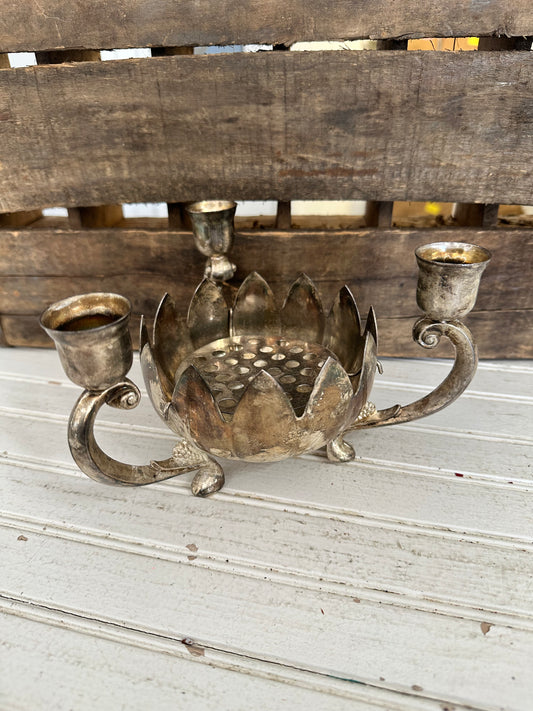 Silver Plated flower frog/candle holder
